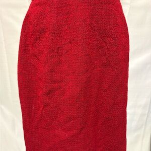 Wool Blend Vibrant Red Pencil Skirt!Stylish Liz Claiborne .Knee Length,Lined,Zip